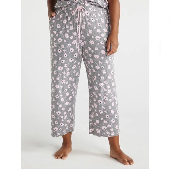 Short Sleeve Knit Sleep T-Shirt & Cropped Sleep Pants Lounge Pajama Size 2X - Picture 8 of 9